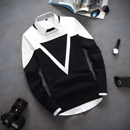 Cotton Color Block Full Sleeves Mens T-Shirt